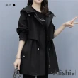 【Alishia】時尚休閒工業風連衣帽風衣 M-4XL(現+預  黑 / 卡其 / 藍 / 軍綠)
