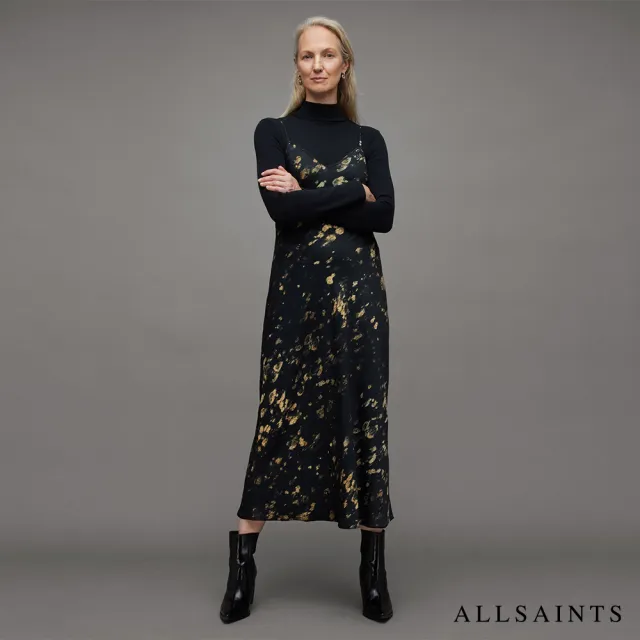 【ALLSAINTS】BRYONY RONNIE 中長版洋裝Black WD352Z(常規版型)