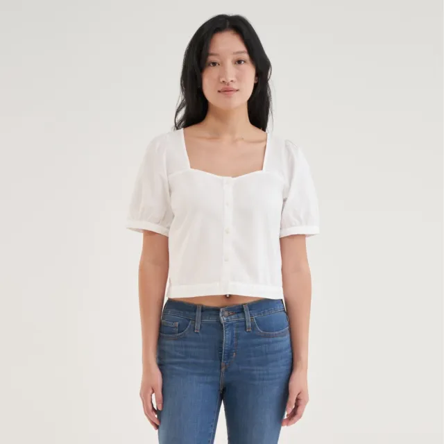 【LEVIS 官方旗艦】女款 合身短版方領襯衫上衣 熱賣單品 85388-0012