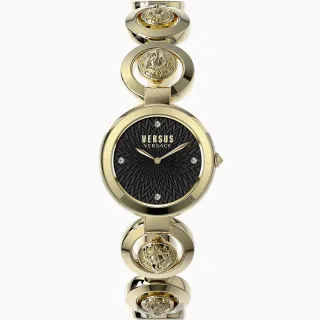 【VERSUS】VERSUS VERSACE手錶型號VV00378(黑色錶面金色錶殼金色精鋼錶帶款)