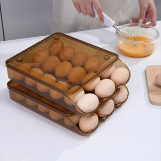 【茉家】一步到位滾動式雞蛋收納盒(單層款2入)