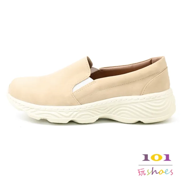【101 玩Shoes】mit. 厚底減壓輕量休閒輕旅鞋(棕色/米色 36-40碼)