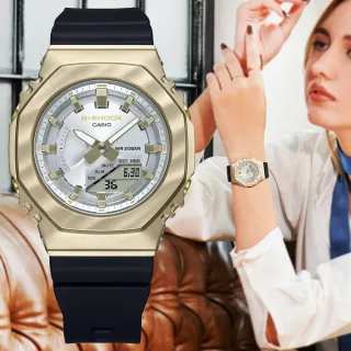 【CASIO 卡西歐】G-SHOCK WOMEN 金屬錶殼 霧面金黃色澤 八角形雙顯錶(GM-S2100BC-1A)
