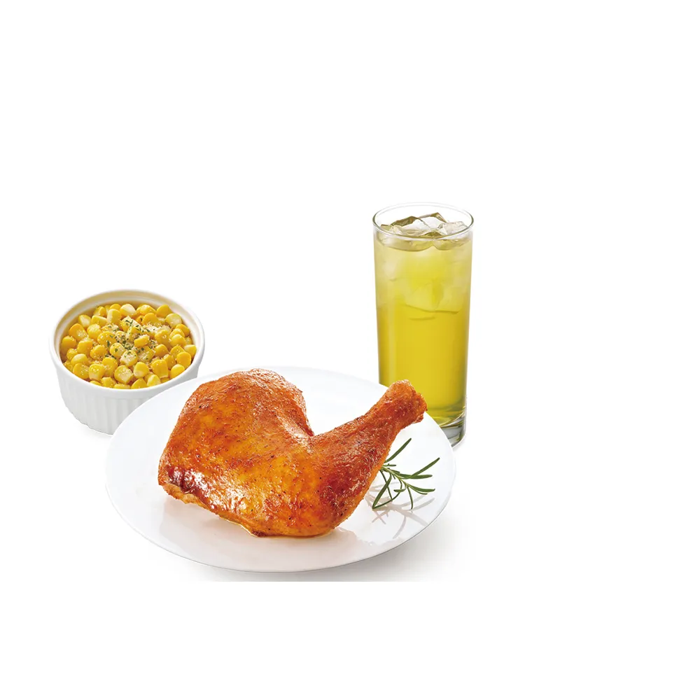 【21風味館】9100烤雞腿玉米餐好禮即享券(香草烤雞腿+雞汁甜玉米+蜂蜜綠茶M)