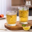 【渥思】復古浮雕金邊玻璃杯-300ml(咖啡杯.茶杯.水杯)