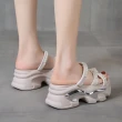 【HMH】厚底拖鞋 蝴蝶結拖鞋/甜美珍珠蝴蝶結造型厚底拖鞋(米)