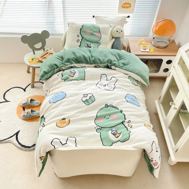 【Sudden sleep】冬季牛奶絨兒童睡墊六件套組(雙面AB面設計/可機洗不掉色/無添加螢光劑)