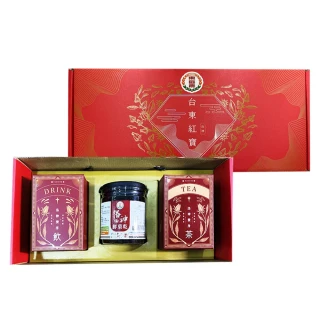 【台東地區農會】台東紅寶禮盒X1盒(洛神清涼飲X1盒 洛神鮮果乾X1罐 養生洛神茶X1盒)