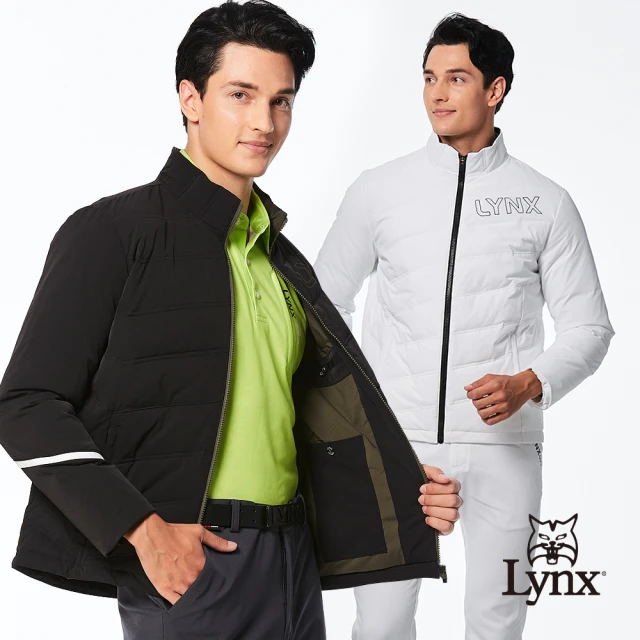 Lynx Golf 男款保暖防風防潑水科技羽絨材質剪裁壓線設計Lynx繡花造型長袖外套(二色)