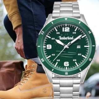 【Timberland】天柏嵐 ASHMONT系列 46mm 冒險家腕錶-綠/白鋼(TDWGH0010505)