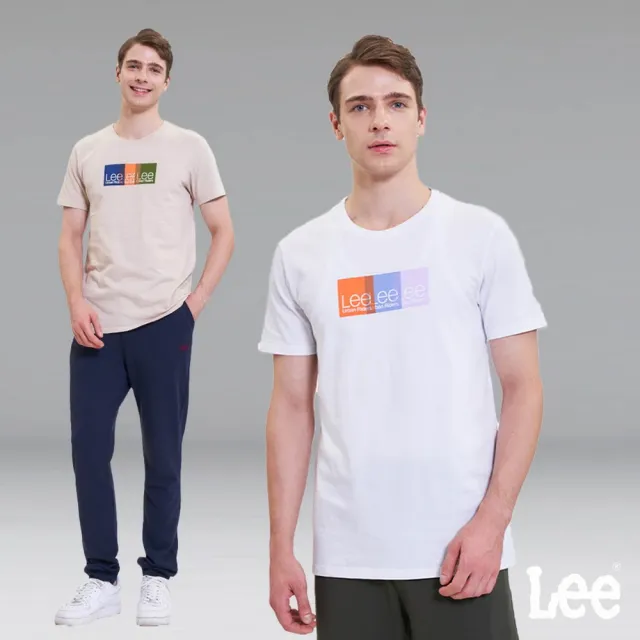 【Lee】出清品-男裝 短袖T恤 / 疊影方框 小LOGO 共2色 標準版型 / UR 系列(LL22022397W / LL220223K14)