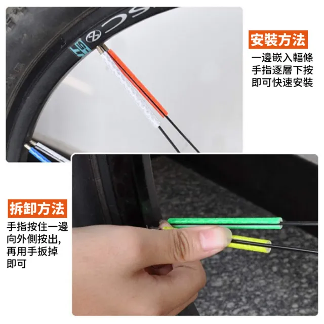 【kurumapop】自行車炫彩反光條 1包12條(車輪反光輻條貼 鋼絲卡條 輪圈輻條反光棒)