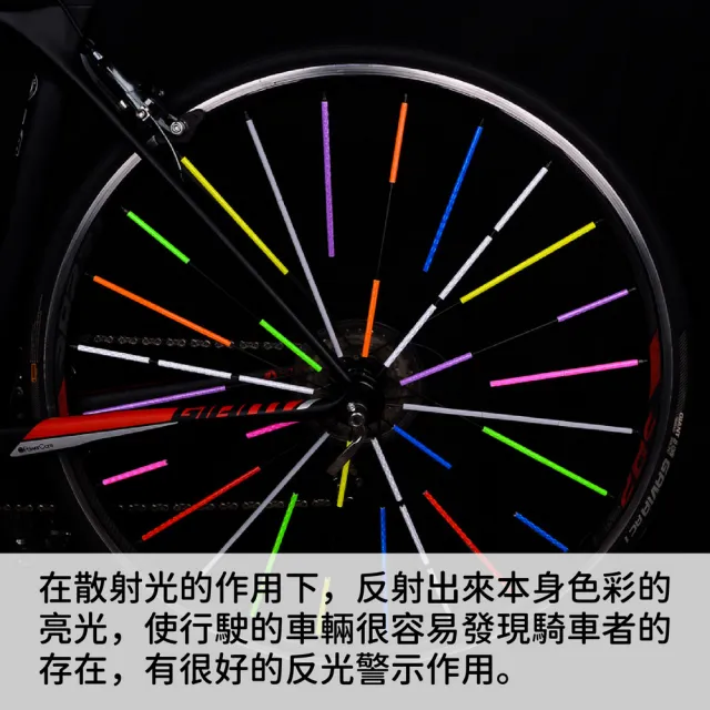 【kurumapop】自行車炫彩反光條 1包12條(車輪反光輻條貼 鋼絲卡條 輪圈輻條反光棒)