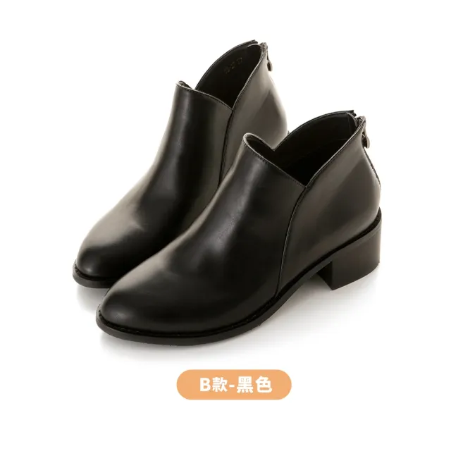 【amai】時尚百搭尖頭高跟短靴 粗跟靴 短靴 踝靴 大尺碼(A、B、C、D款)