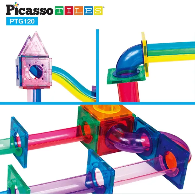 【PicassoTiles】磁力積木-滾球迷宮軌道120片(在玩樂中學習 畢卡索 聖誕禮物)