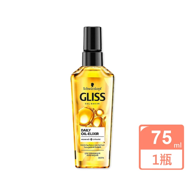 Schwarzkopf 施華蔻 GLISS沙龍級滋養柔順免沖洗修護髮油75ml/瓶(德國小金瓶髮膜維他命E潤髮精華油安瓶)