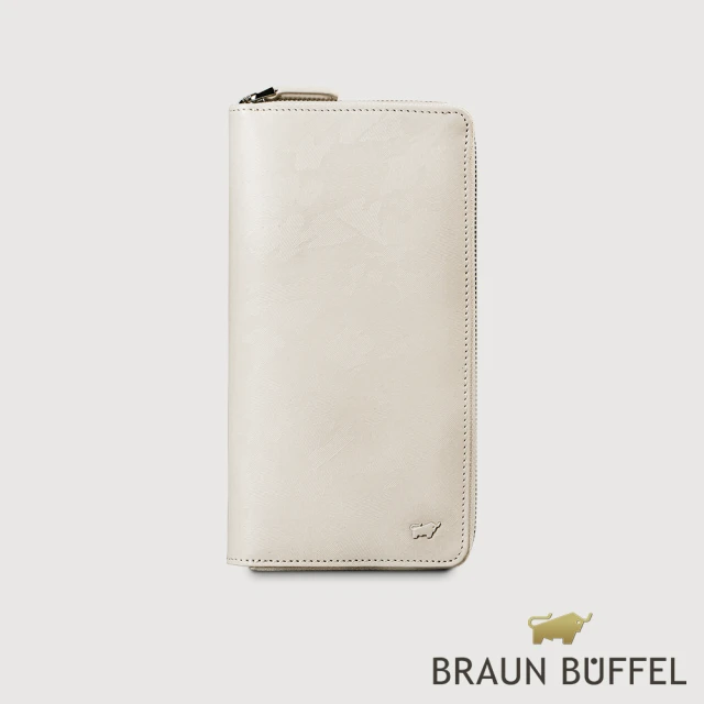 BRAUN BUFFEL 德國小金牛BRAUN BUFFEL 德國小金牛 台灣總代理 雅各 15卡全開拉鍊長夾-粉筆白(BF516-603-CK)