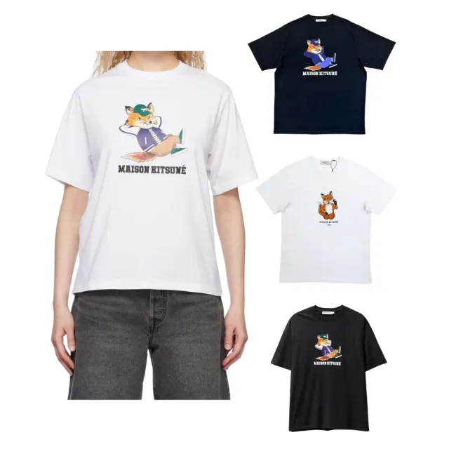 Maison Kitsune】經典狐狸刺繡印花LOGO 口袋純棉圓領短袖T-SHIRT(多款