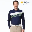 【Jack Nicklaus 金熊】GOLF男款彈性條紋印花吸濕排汗POLO衫/高爾夫球衫(深藍色)