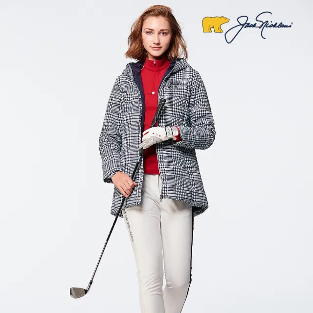 【Jack Nicklaus 金熊】GOLF女款防潑水數位印花保暖外套(藍色)