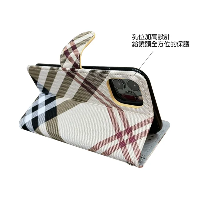 【Aguchi 亞古奇】Apple iPhone 12 Pro Max 6.7吋 英倫格紋經典手機皮套