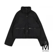 【MYVEGA 麥雪爾】MA保暖蓬鬆壓線拉克蘭袖寬鬆短版羽絨外套-黑(冬季太衣)