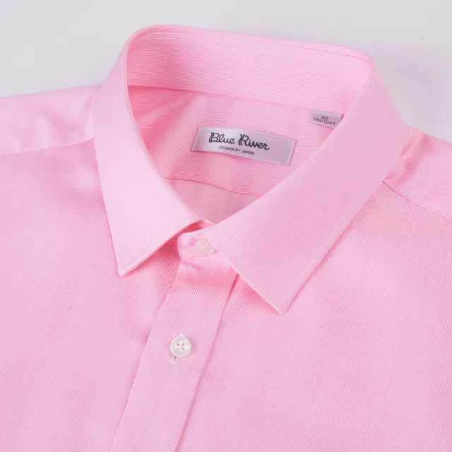 【Blue River 藍河】男裝 粉紅色短袖襯衫-細條紋(日本設計 純棉舒適)