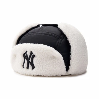 【MLB】童裝 毛絨遮耳帽 護耳棒球帽 雷鋒帽 FLEECE飛行帽 紐約洋基隊(7AWMB0736-50BKS)