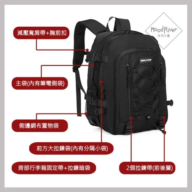 【MoodRiver】雙11 後背包 雙肩包 男 筆電後背包 電腦背包 旅行包(大容量 防潑水 多 隔層 胸前扣