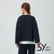 【SKY YARD】網路獨賣款-假兩件側開岔造型上衣(深藍)