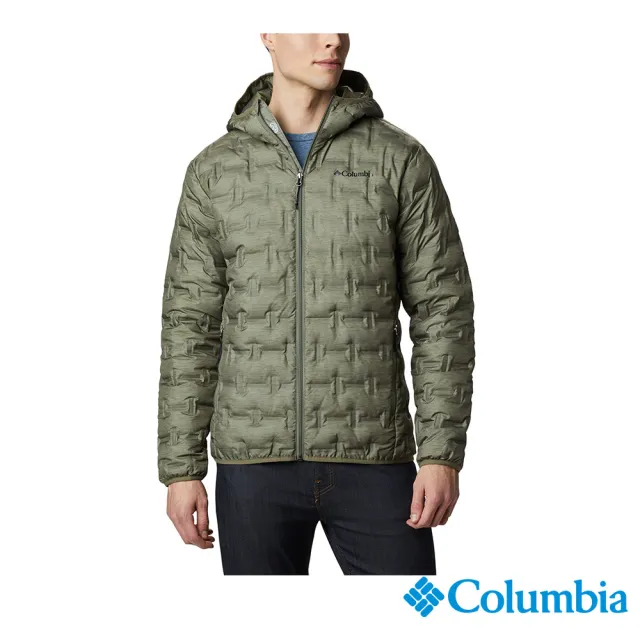 【Columbia 哥倫比亞 官方旗艦】男款-Delta Ridge™Omni-Heat鋁點保暖羽絨連帽外套-軍綠(UWE09540AG/HF)