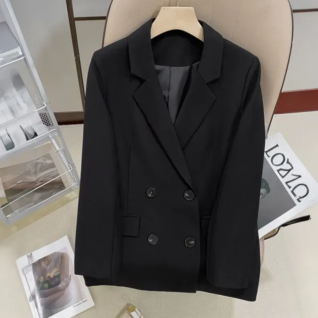 【LANNI 藍尼】★雙排釦簡約文藝西裝外套(長袖/文藝/復古)