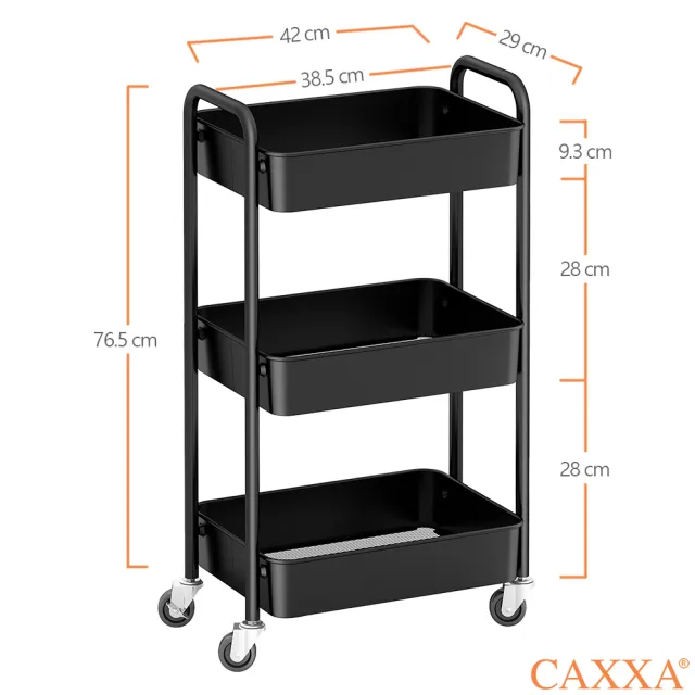 【CAXXA】台灣製全鐵三層推車 置物推車 收納推車(置物推車/收納推車)