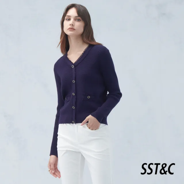 【SST&C 超值限定】女裝 V領短版開襟針織外套/V領長袖針織衫-多款任選