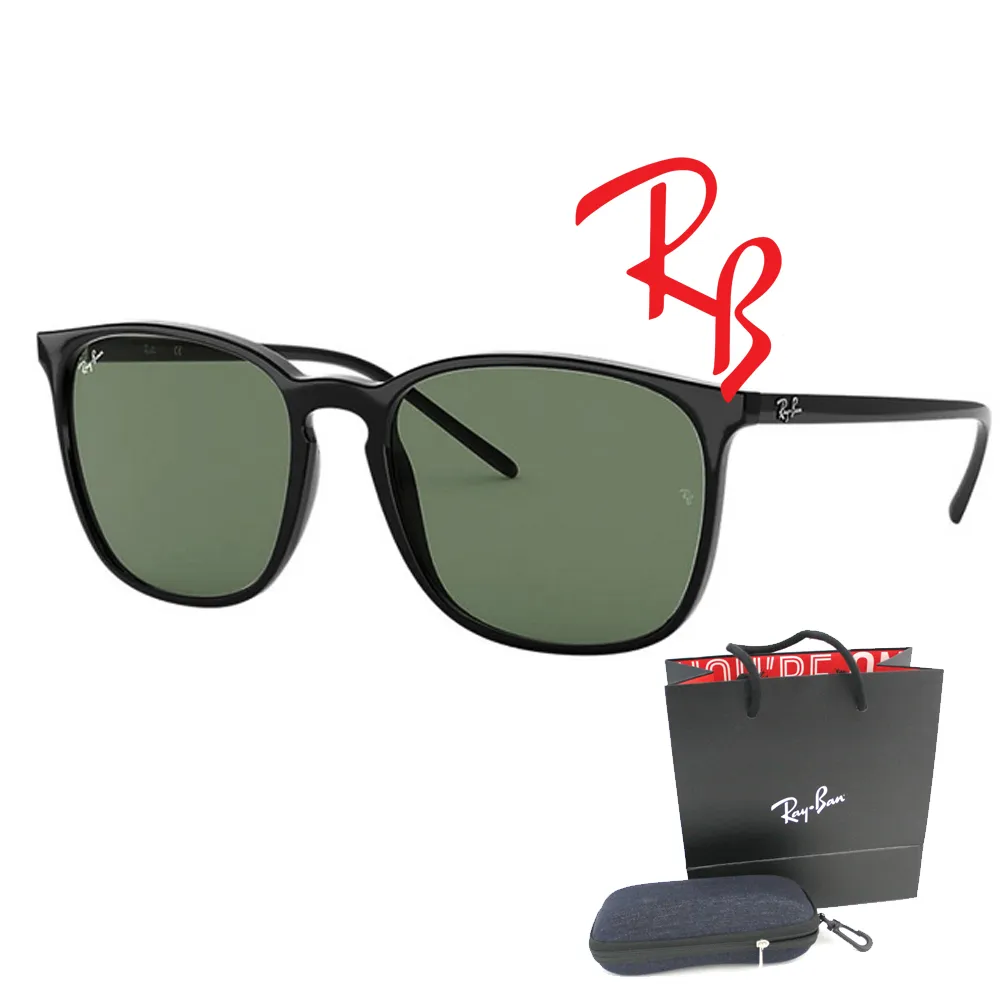【RayBan 雷朋】亞洲版 舒適加高鼻翼 時尚太陽眼鏡 RB4387F 901/71 黑框墨綠鏡片 公司貨