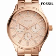 【FOSSIL 官方旗艦館】Modern Sophisticate 優雅三眼計時指針女錶 玫瑰金色不鏽鋼錶帶手錶 36MM BQ1561