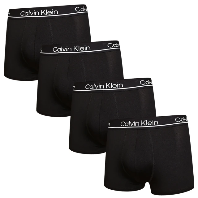 Calvin Klein 凱文克萊 Stretch Microfiber 四入組 男內褲 絲質舒適 平口褲/四角褲/CK內褲(黑色四入組)