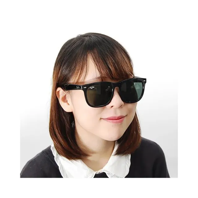【RayBan 雷朋】亞洲版 舒適加高鼻翼 時尚大鏡面太陽眼鏡 RB4260D 601/71 黑框抗UV墨綠鏡片 公司貨