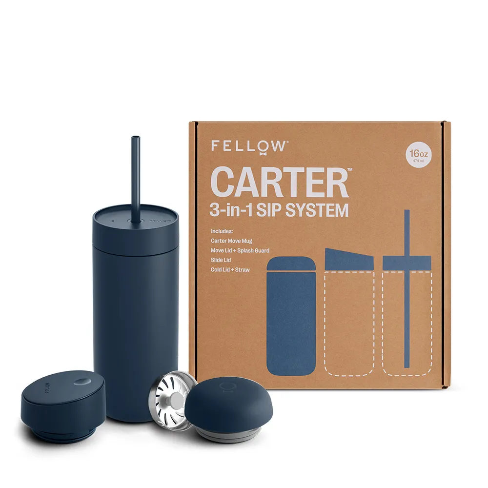 【FELLOW】473ml 禮盒組卡特隨行真空保溫瓶 一杯三蓋 Carter Kit(3色任選/陶瓷塗層/隔熱保冰/保溫杯)