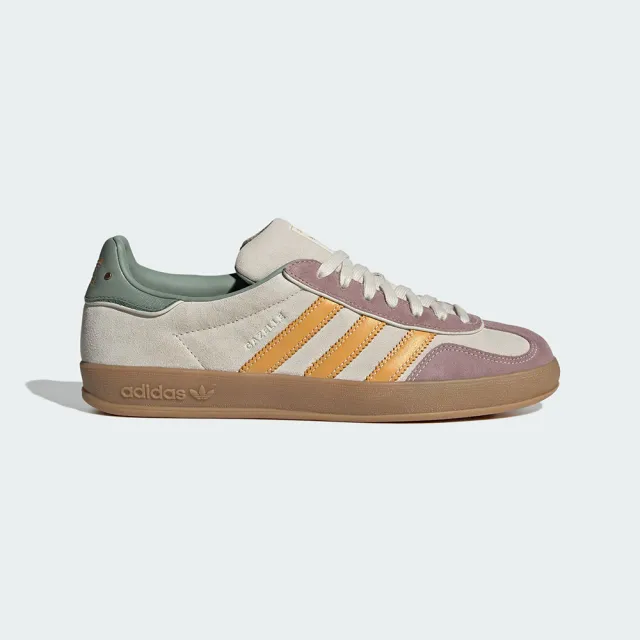 adidas 愛迪達】休閒鞋男鞋運動鞋三葉草GAZELLE INDOOR 米白紫ID1007