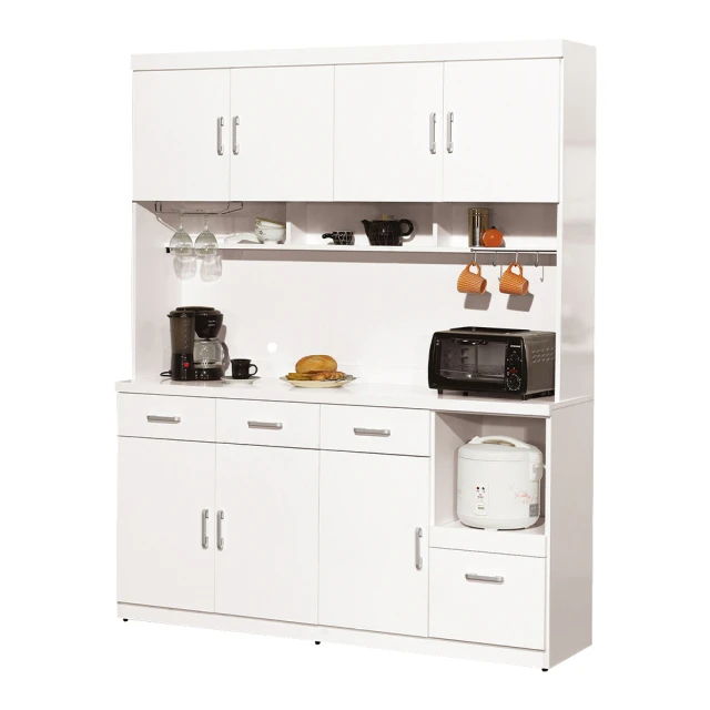 BODEN 妮塔4尺白色岩板收納高餐櫃/碗盤置物櫃/電器櫃(