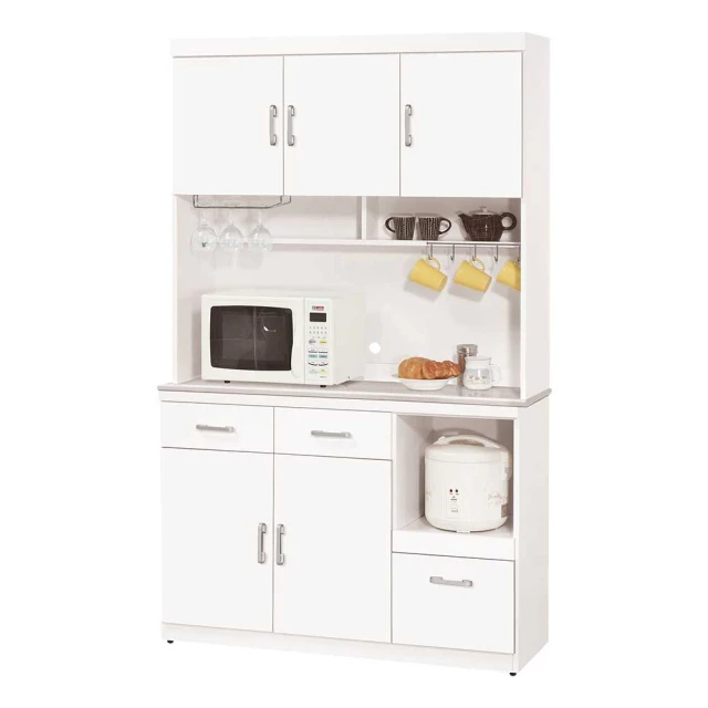 BODEN 凱德5尺白色岩板收納高餐櫃/碗盤置物櫃/電器櫃(