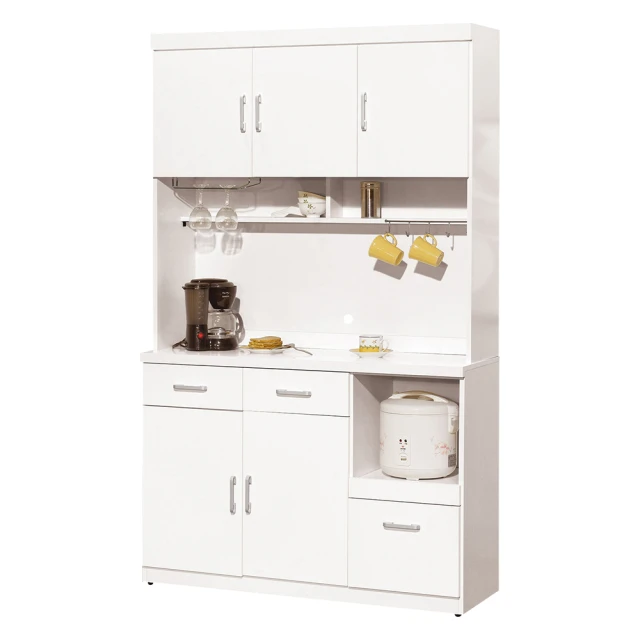BODEN 米德菲5.4尺白色石面收納餐櫃/碗盤櫃/置物矮櫃