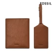 【FOSSIL 官方旗艦館】Gift Set 護照套行李牌禮物組-咖啡色 SLG1597200(母親節)