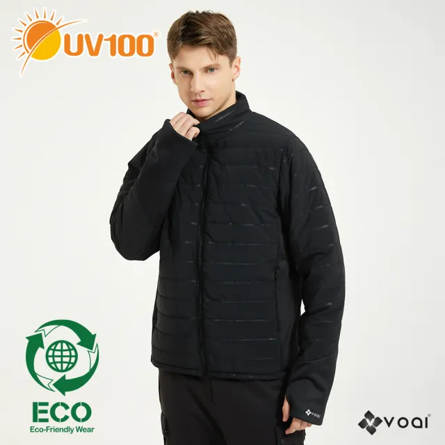 【UV100】FURTEK防潑科技羽絨拼接立領外套-男(防潑水、保暖、羽絨外套、VOAI)
