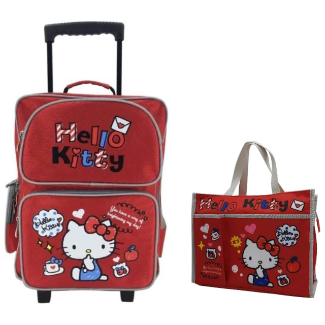 SANRIO 三麗鷗SANRIO 三麗鷗 Hello Kitty三段拉桿書包+橫式補習袋超值組(台灣正版授權)