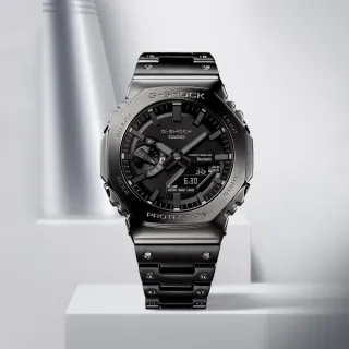 【CASIO 卡西歐】G-SHOCK 太陽能藍牙 金屬八角防護構造雙顯錶 新年 禮物(GM-B2100BD-1A)