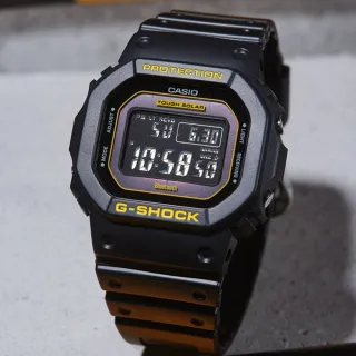 【CASIO 卡西歐】G-SHOCK 黑黃配色系列 方形電子手錶 女王節(GW-B5600CY-1)