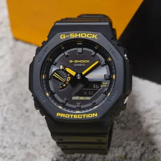 【CASIO 卡西歐】G-SHOCK 八角 農家橡樹 黑黃配色系列 雙顯手錶 新年禮物(GA-B2100CY-1A)