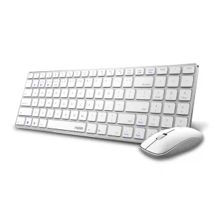 【rapoo 雷柏】9300M 無線刀鋒式超薄三模鍵盤滑鼠組(白)